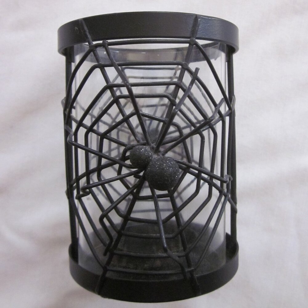 Spider and Web Glass Votive Candle Holder